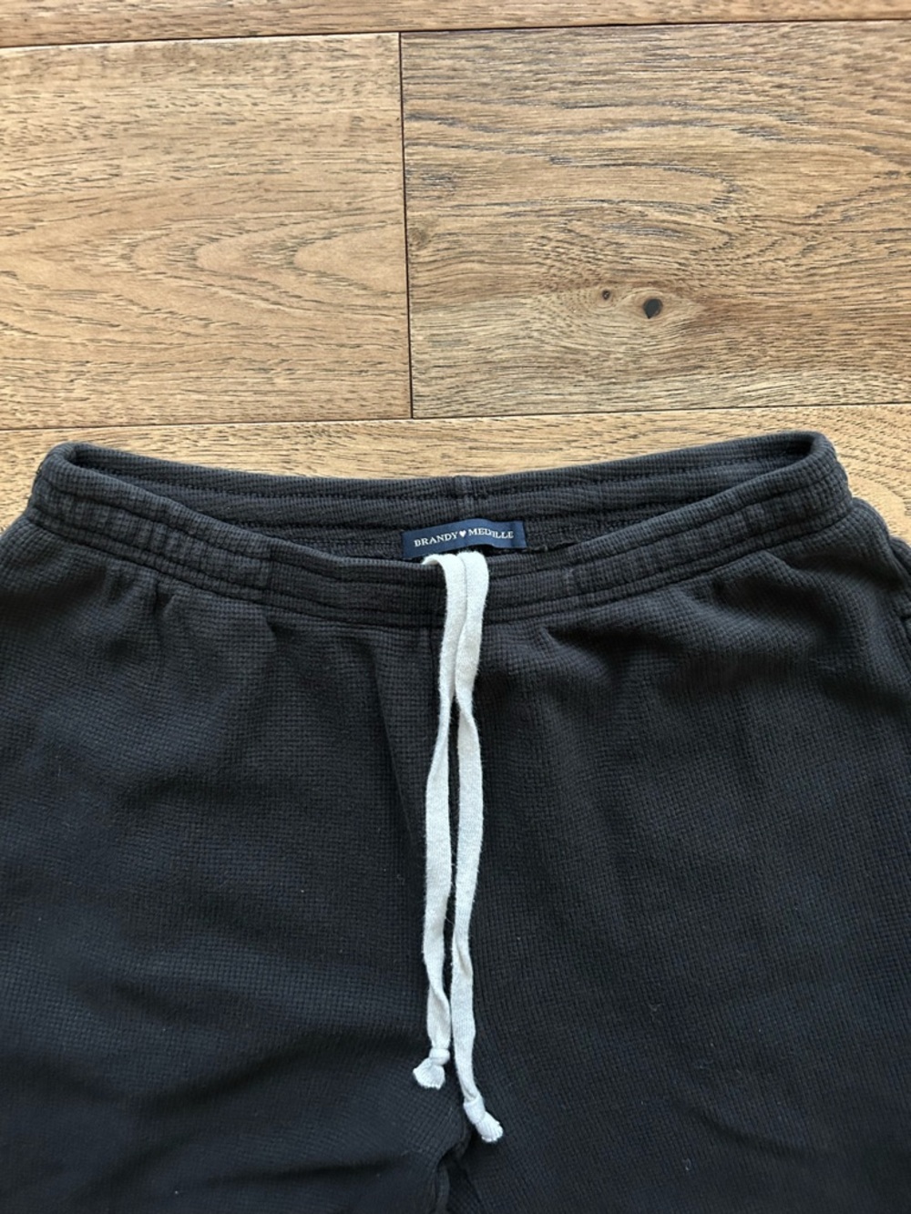 Brandy Melville Black Waffle Knit wide leg pants